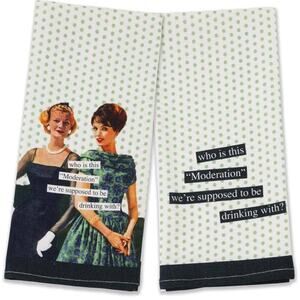 New without tag Anne Taintor vintage style cotton kitchen dish towels set of 2